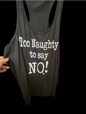 Pinky Black Graphic Tank Top with White Text